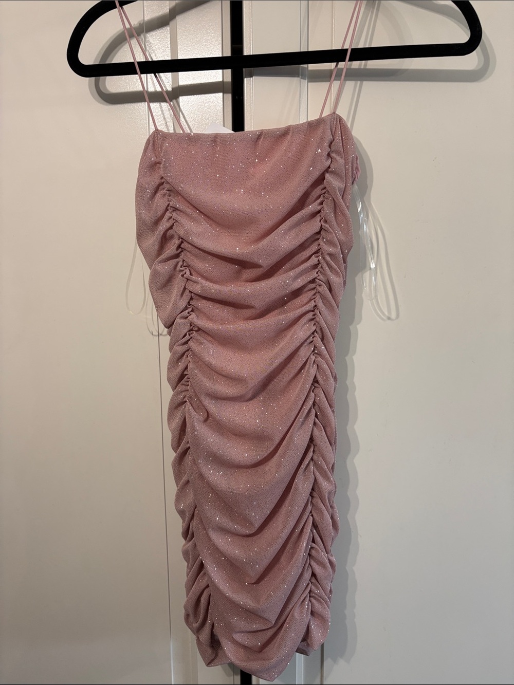 Sparkle Ruched Pink Slip Dress - Women's